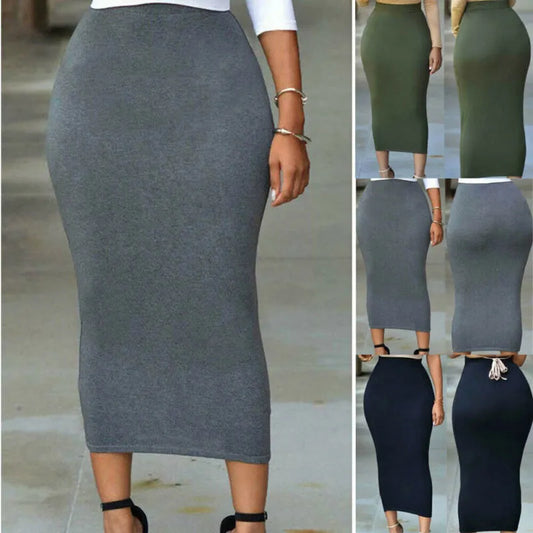 Womens Skirt Straight High Waisted Skirt Ladies Casual Stretch Midi Skirt hot