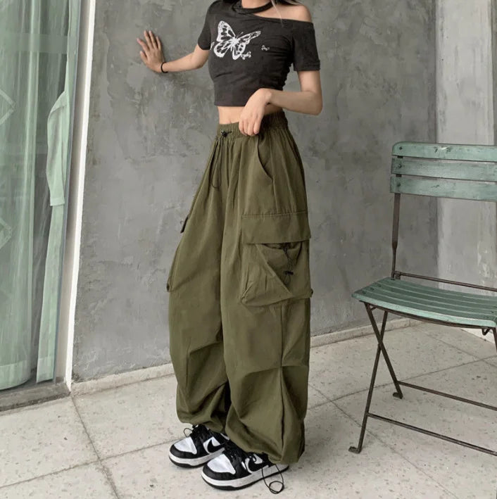 Y2K Women Streetwear Techwear Cargo Korean Harajuku Baggy Parachute Pants for Men Sweatpants Wide Leg Joggers Trousers Clothes