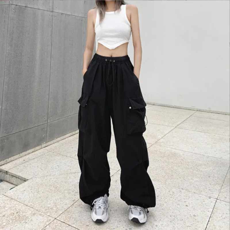 Y2K Women Streetwear Techwear Cargo Korean Harajuku Baggy Parachute Pants for Men Sweatpants Wide Leg Joggers Trousers Clothes