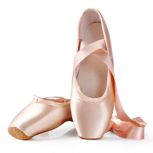 Ballet Dance Shoes Child and Adult Ballet Pointe Shoes Professional with Ribbons Shoes