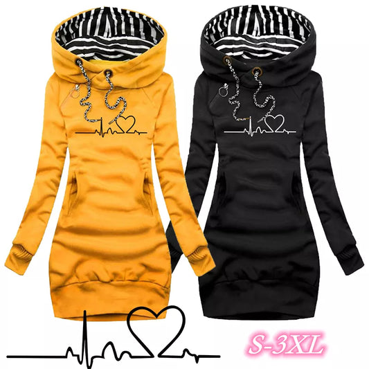 Sweater Dress Hooded Long Sleeve Hoodie Dress Autumn Winter Casual Slim Hoodies Dress