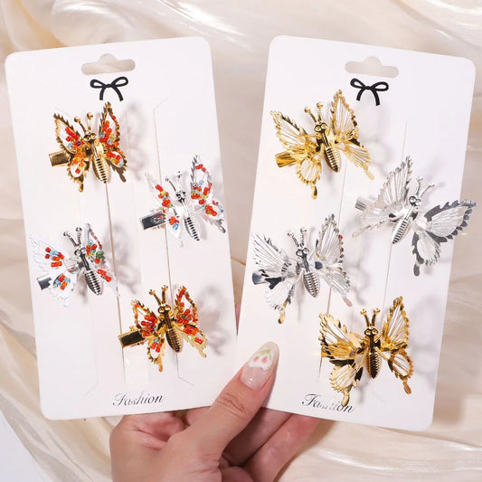 2Pcs/Set Fashion Metal Gold Hollow Butterfly Hairpins