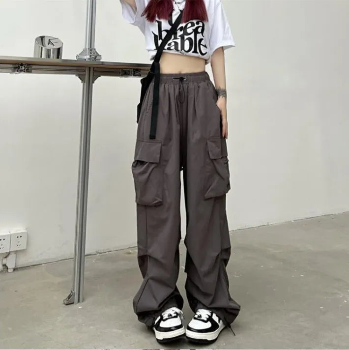 Y2K Women Streetwear Techwear Cargo Korean Harajuku Baggy Parachute Pants for Men Sweatpants Wide Leg Joggers Trousers Clothes